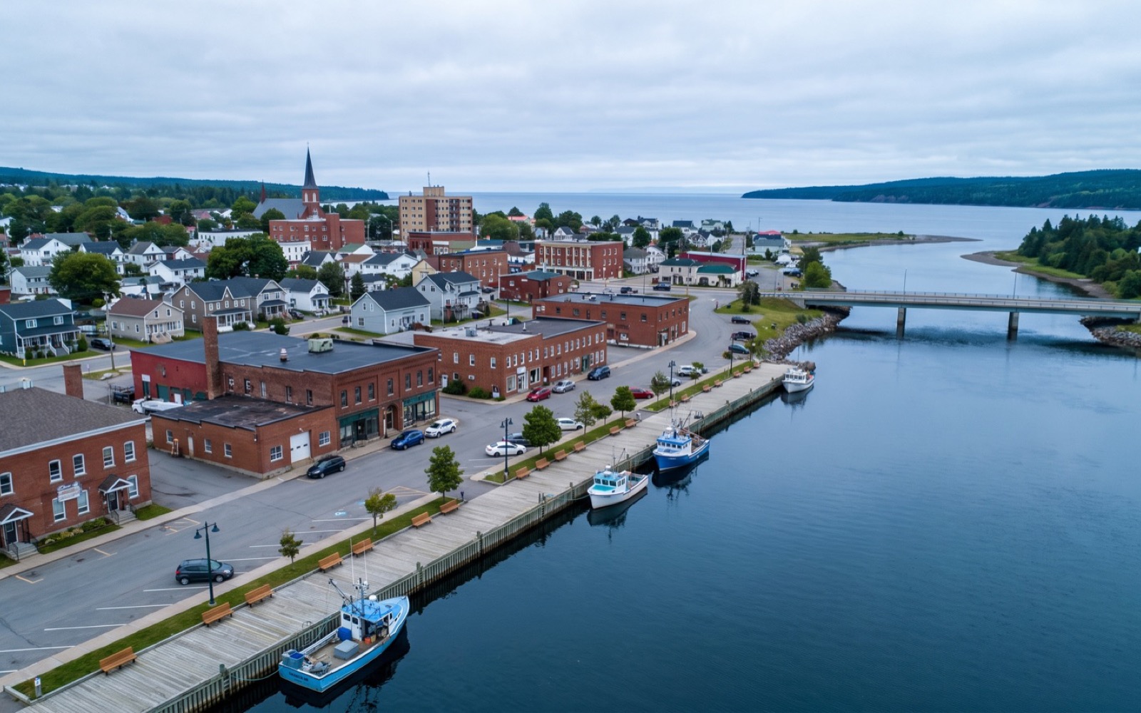 AI-generated editorial landscape inspired by Bathurst, New Brunswick