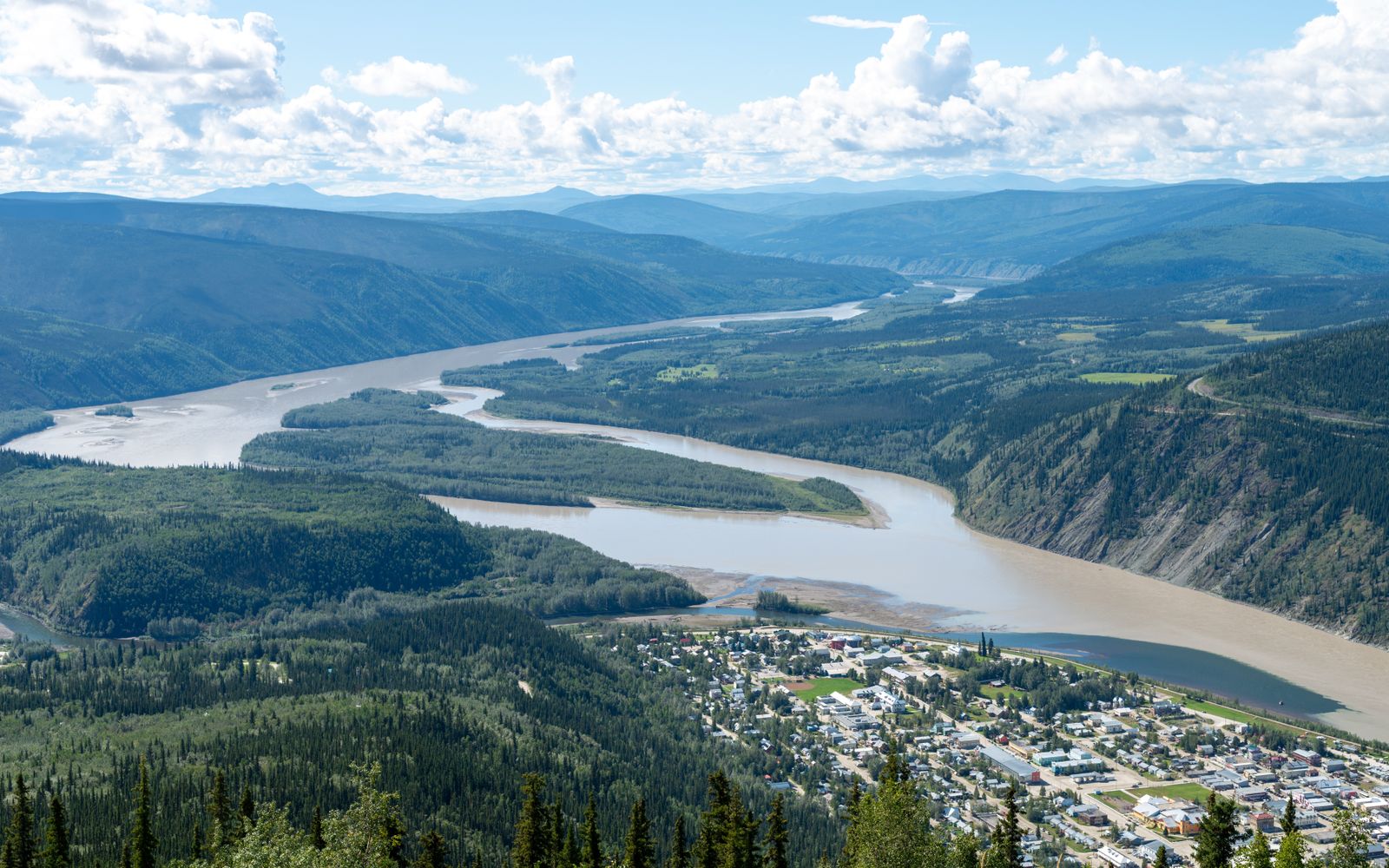 Dawson City and the Yukon River in summer