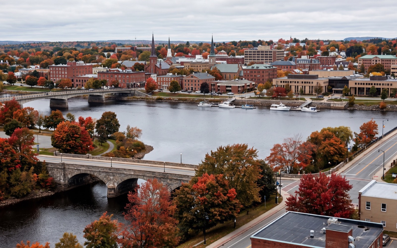 AI-generated editorial landscape inspired by Fredericton, New Brunswick