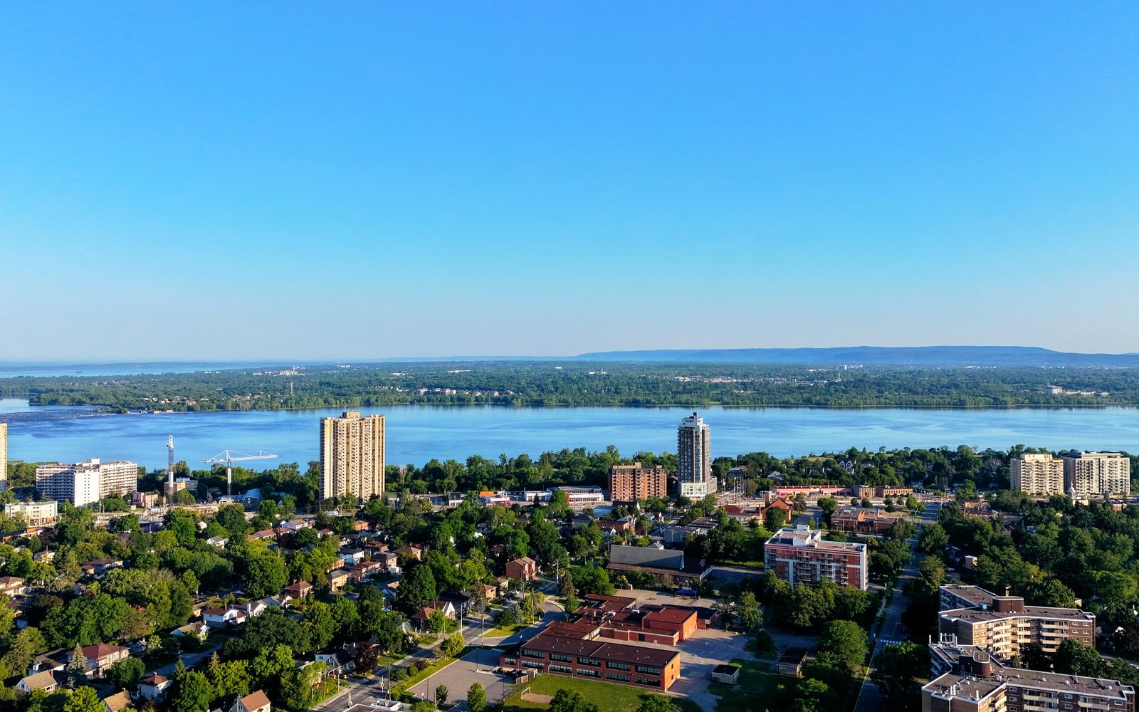 Hamilton skyline and Lake Ontario on a clear day