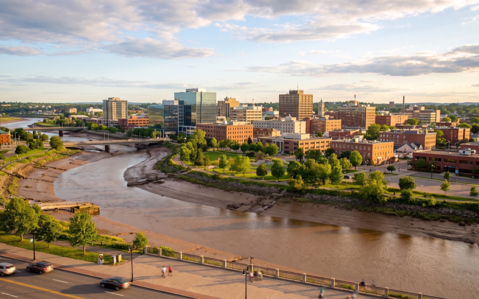 AI-generated editorial landscape inspired by Moncton, New Brunswick