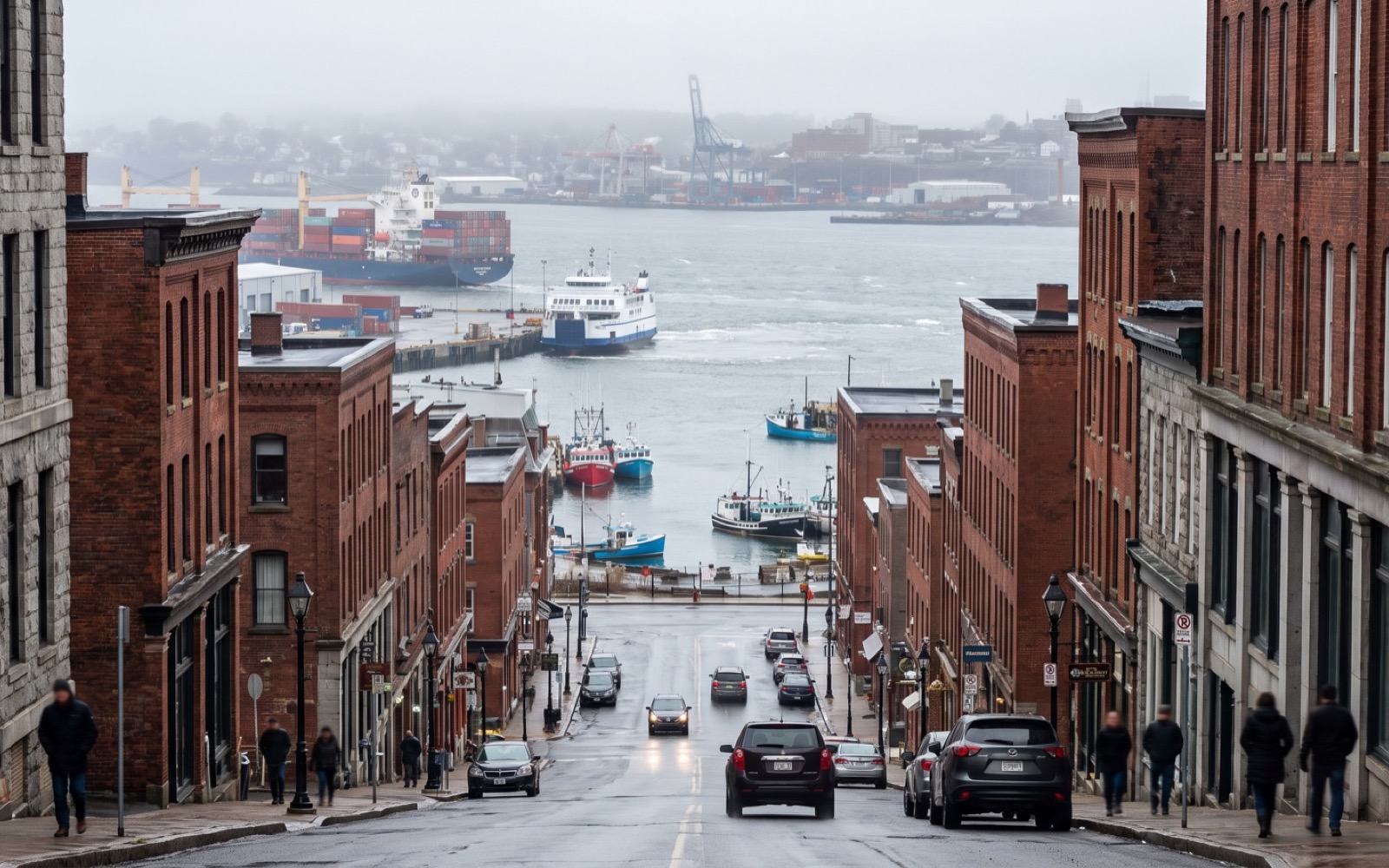 AI-generated editorial landscape inspired by Saint John, New Brunswick
